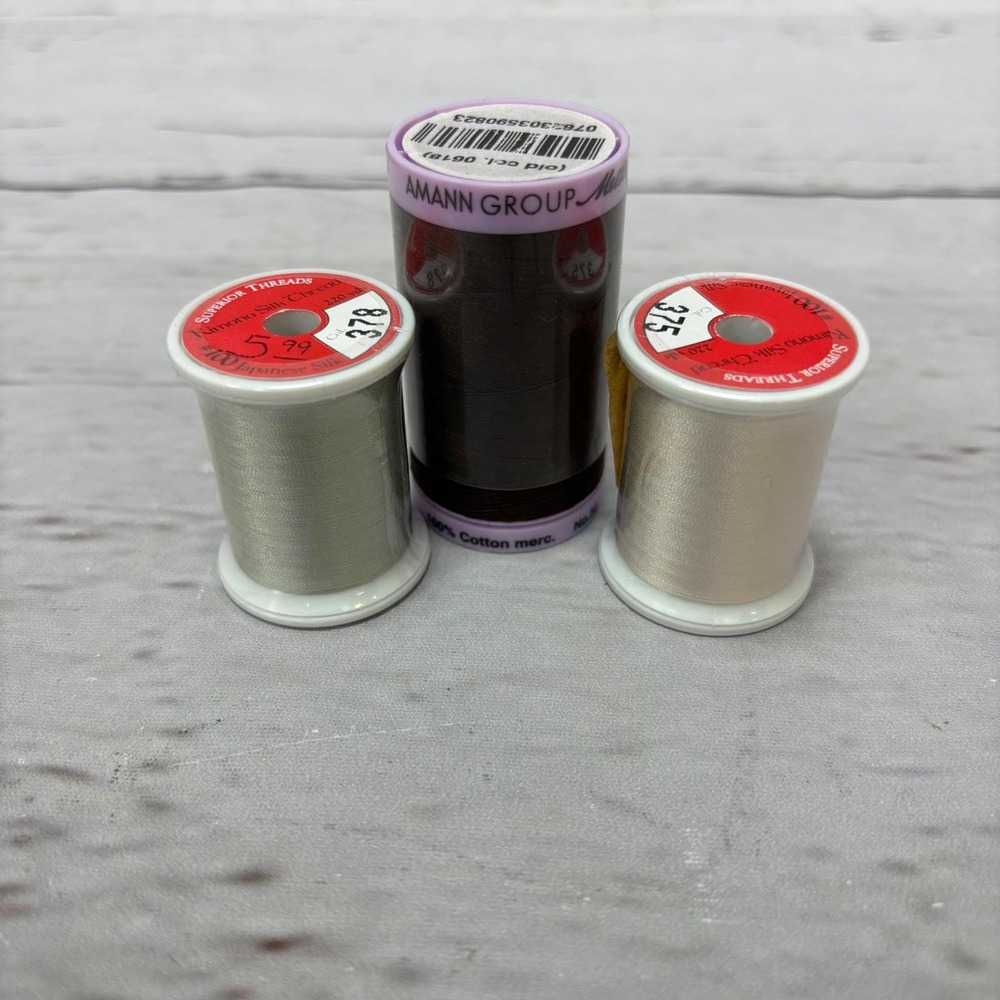 Superior Threads Kimono Silk #100 and Mettler Silk-Finish Cotton Thread Lot of 3